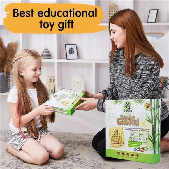 Wooden Geoboard - Montessori Toys for 3 4 5 Year Old Kids and Toddlers - Picture 3 of 6